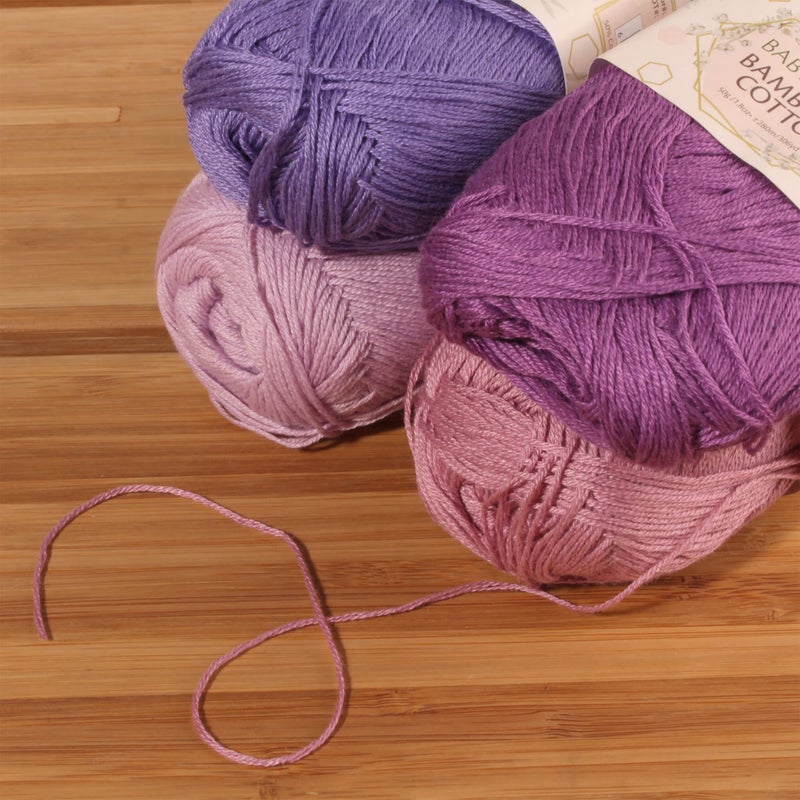 BambooMN JubileeYarn Baby Soft Bamboo Cotton Yarn - 50g/Skein - Shades of Purple - 4 Skeins - Image 3